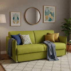 Divano Letto 3 Posti Verde Sfoderabile Contenitore 200x95 cm, Lavabile Made in Italy - Cecina