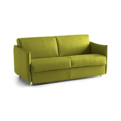 Divano Letto 3 Posti Verde Sfoderabile Contenitore 200x95 cm, Lavabile Made in Italy - Cecina