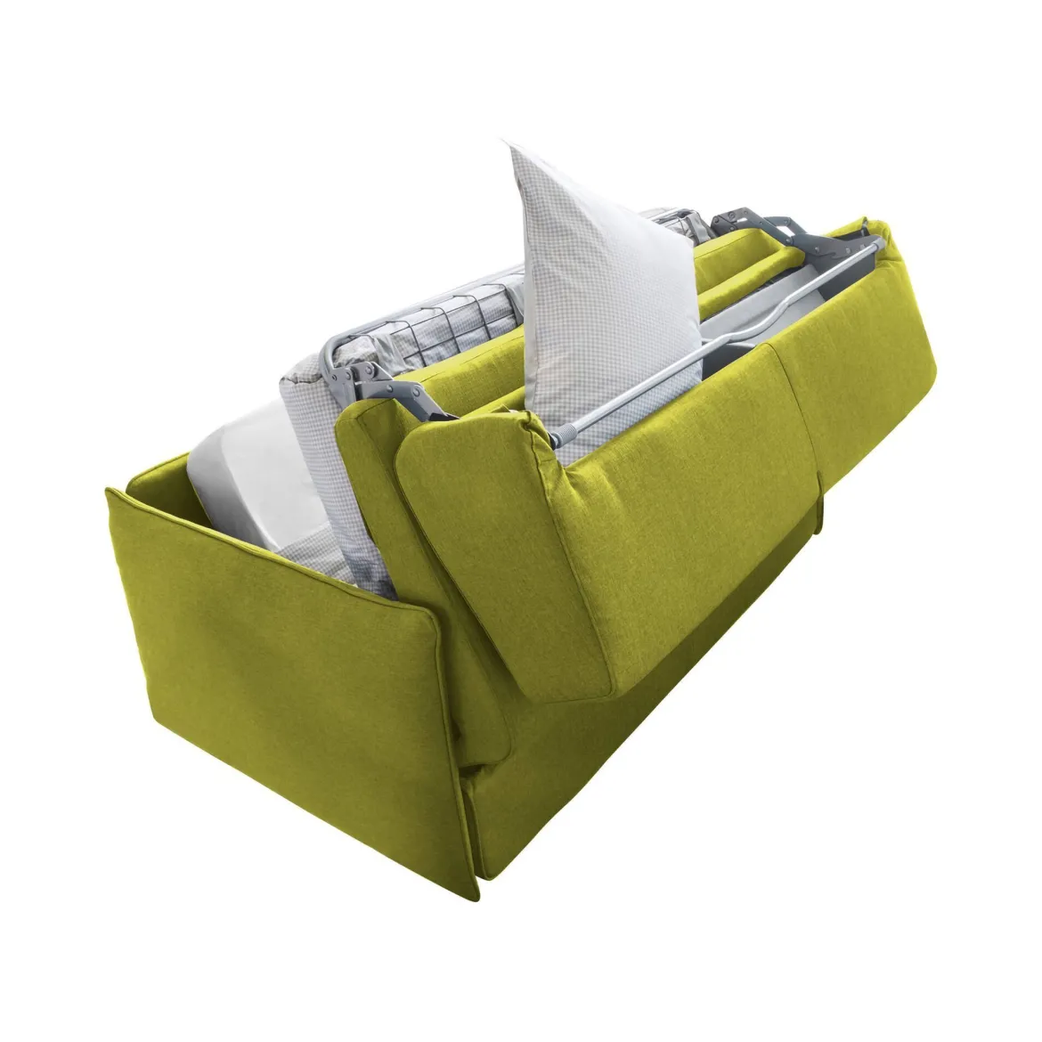 Divano Letto 3 Posti Verde Sfoderabile Contenitore 200x95 cm, Lavabile Made in Italy - Cecina