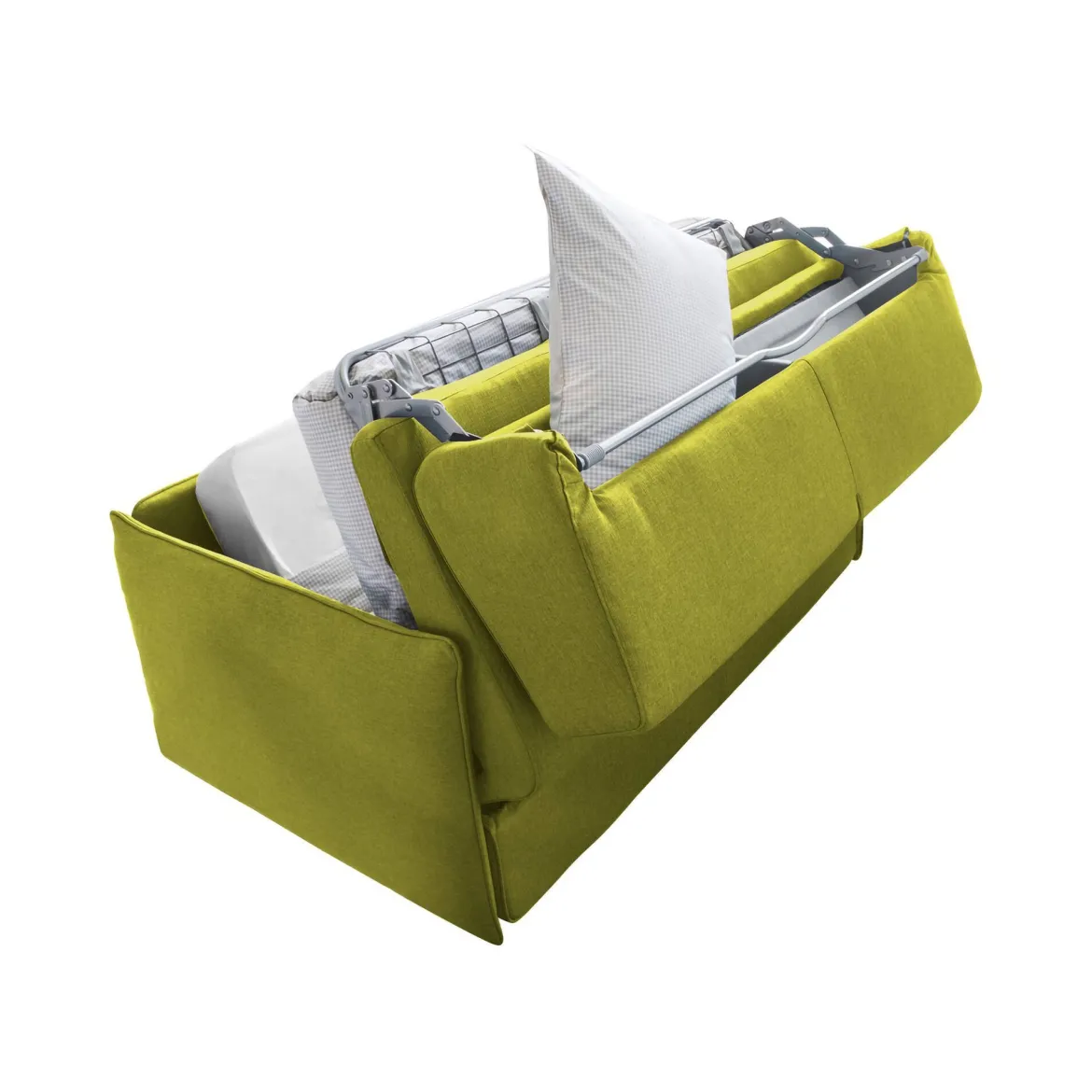 Divano Letto 3 Posti Verde Sfoderabile Contenitore 200x95 cm, Lavabile Made in Italy - Gravere