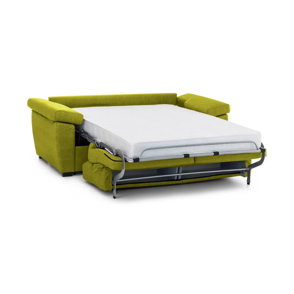 Divano Letto 3 Posti Verde Sfoderabile Lavabile 205x86 cm, Idrorepellente Letto Estraibile Made in Italy - Avellana