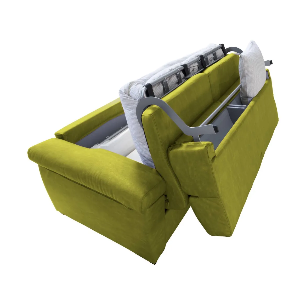 Divano Letto 3 Posti Verde Sfoderabile Lavabile 205x86 cm, Idrorepellente Letto Estraibile Made in Italy - Avellana