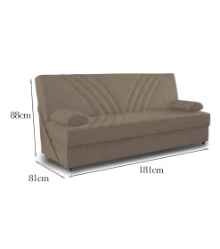 Divano letto reclinabile beige 181x81cm - Apicella
