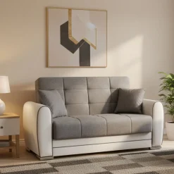 Divano letto reclinabile bianco e grigio 163x84cm - Aloe