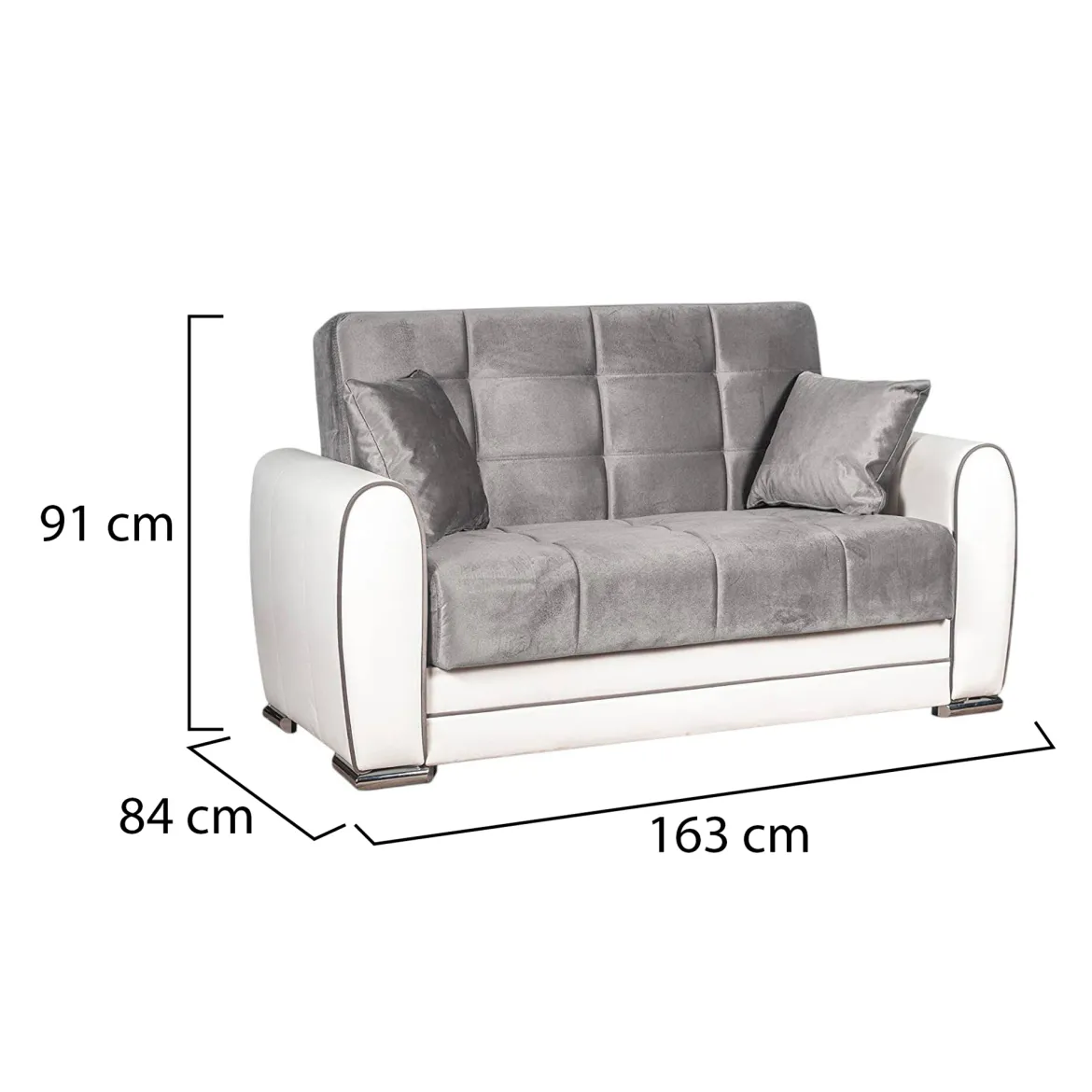 Divano letto reclinabile bianco e grigio 163x84cm - Aloe