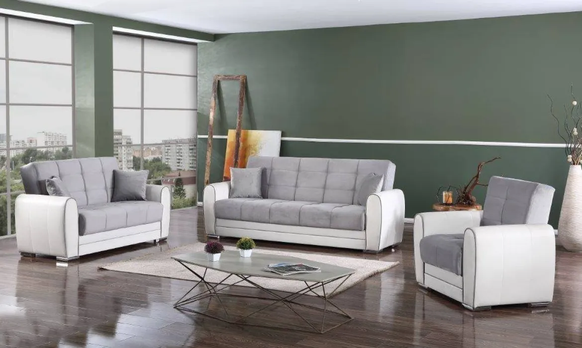 Divano letto reclinabile bianco e grigio 163x84cm - Aloe