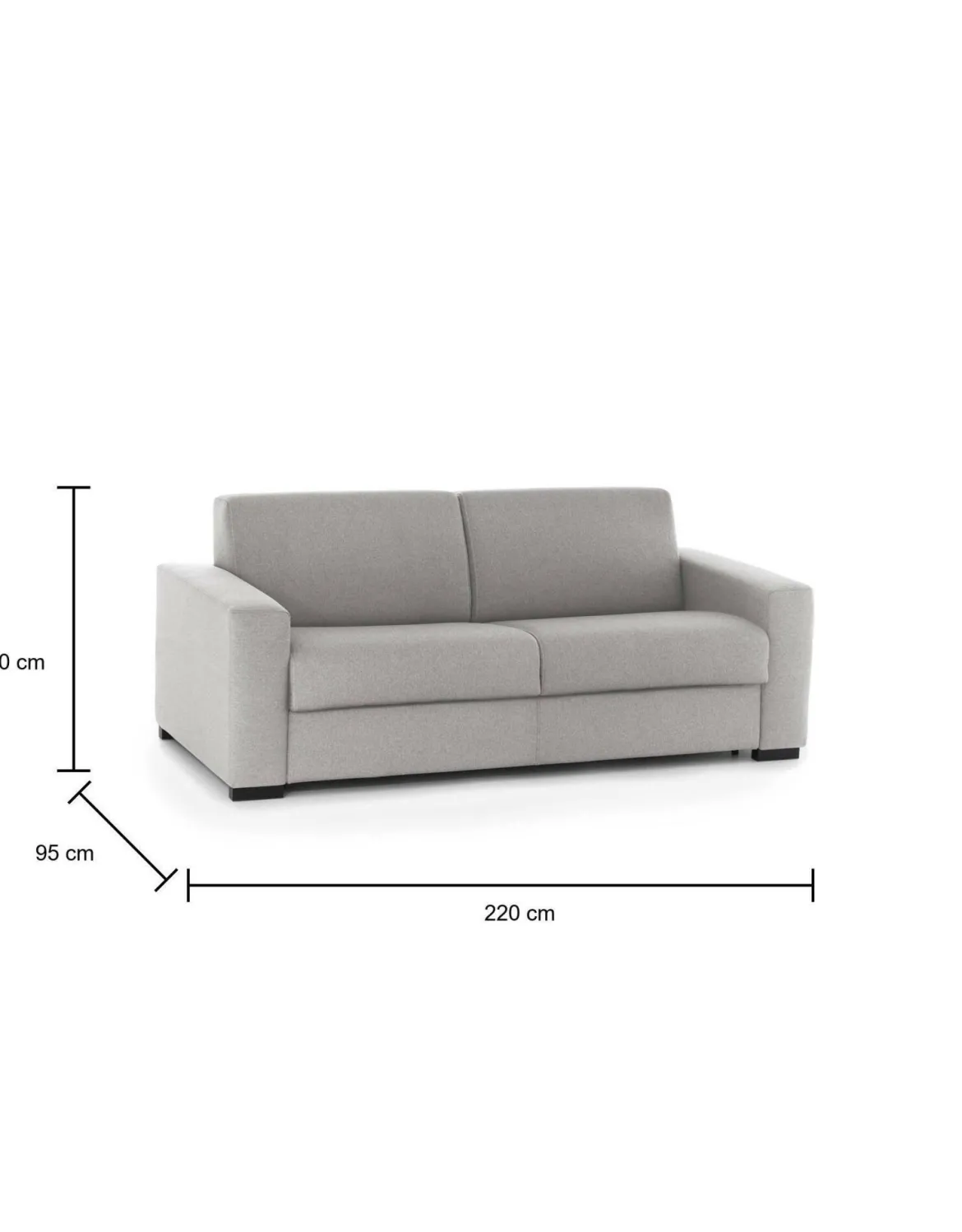 Divano letto reclinabile grigio cenere 133x78cm - Calvin