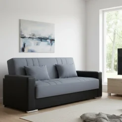 Divano letto reclinabile nero e grigio 230x96cm - Arix