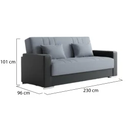 Divano letto reclinabile nero e grigio 230x96cm - Arix