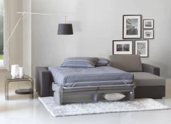 Divano letto rivestito in tessuto grigio e antracite 260x95cm - Allegria