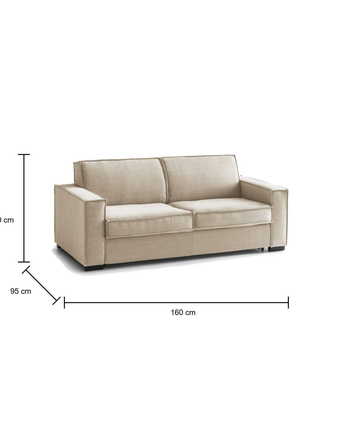 Divano letto sfoderabile beige 160x95cm - Alk