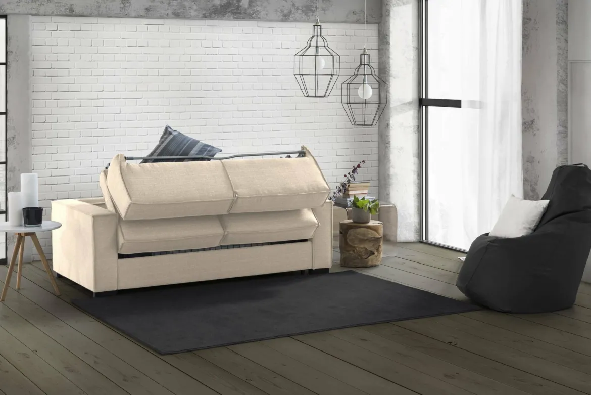 Divano letto sfoderabile beige 160x95cm - Alk