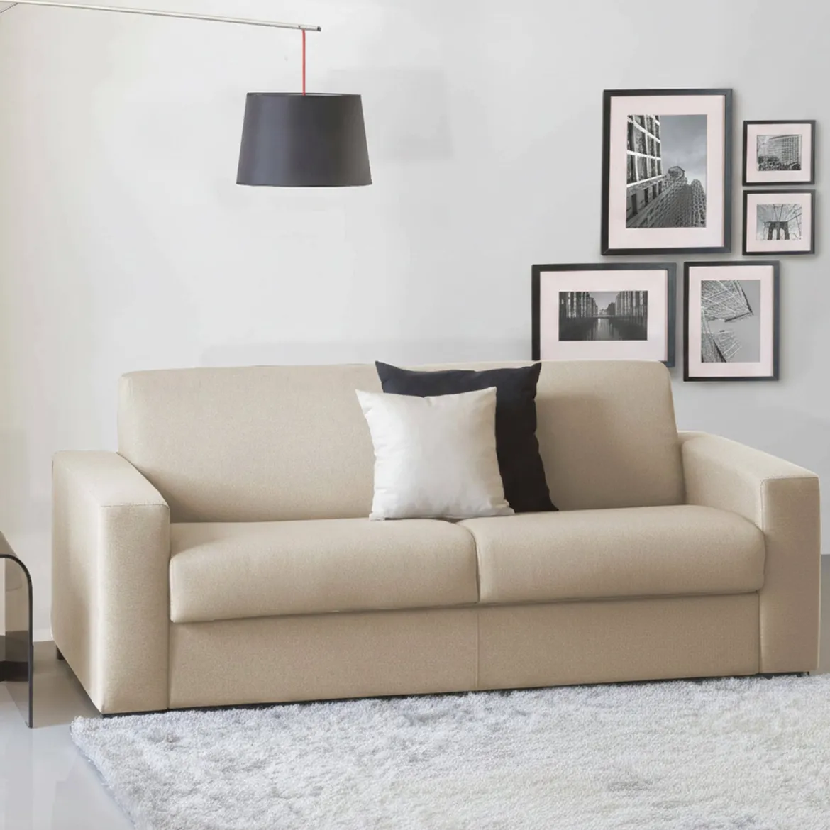 Divano letto sfoderabile beige 220x95cm - Estia