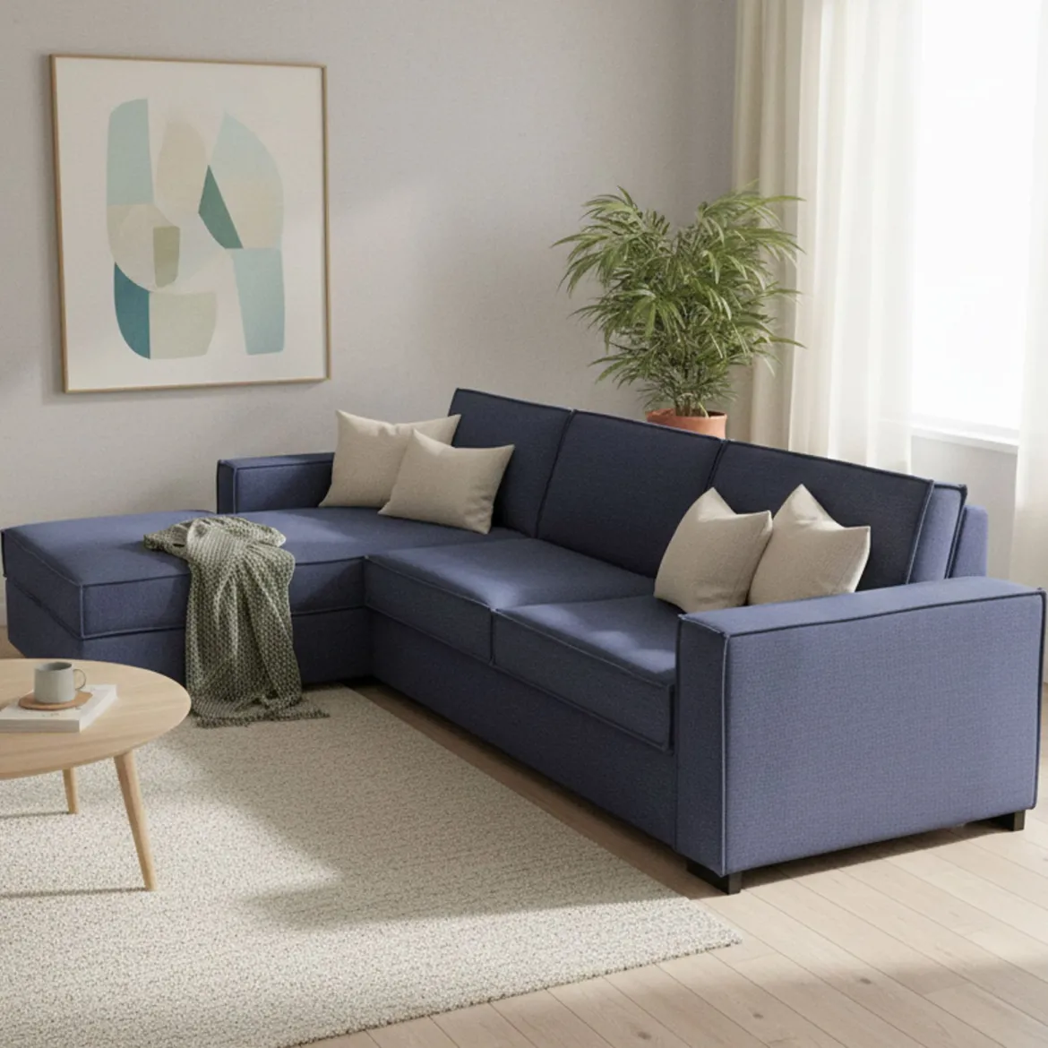 Divano letto sfoderabile blu 280x95cm - Allaida