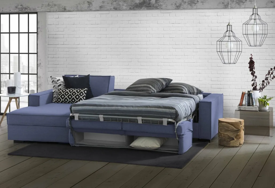 Divano letto sfoderabile blu 280x95cm - Allaida