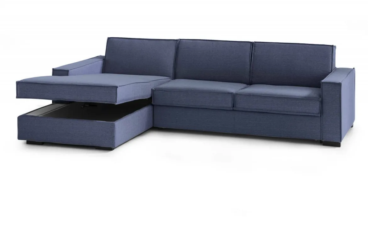 Divano letto sfoderabile blu 280x95cm - Allaida