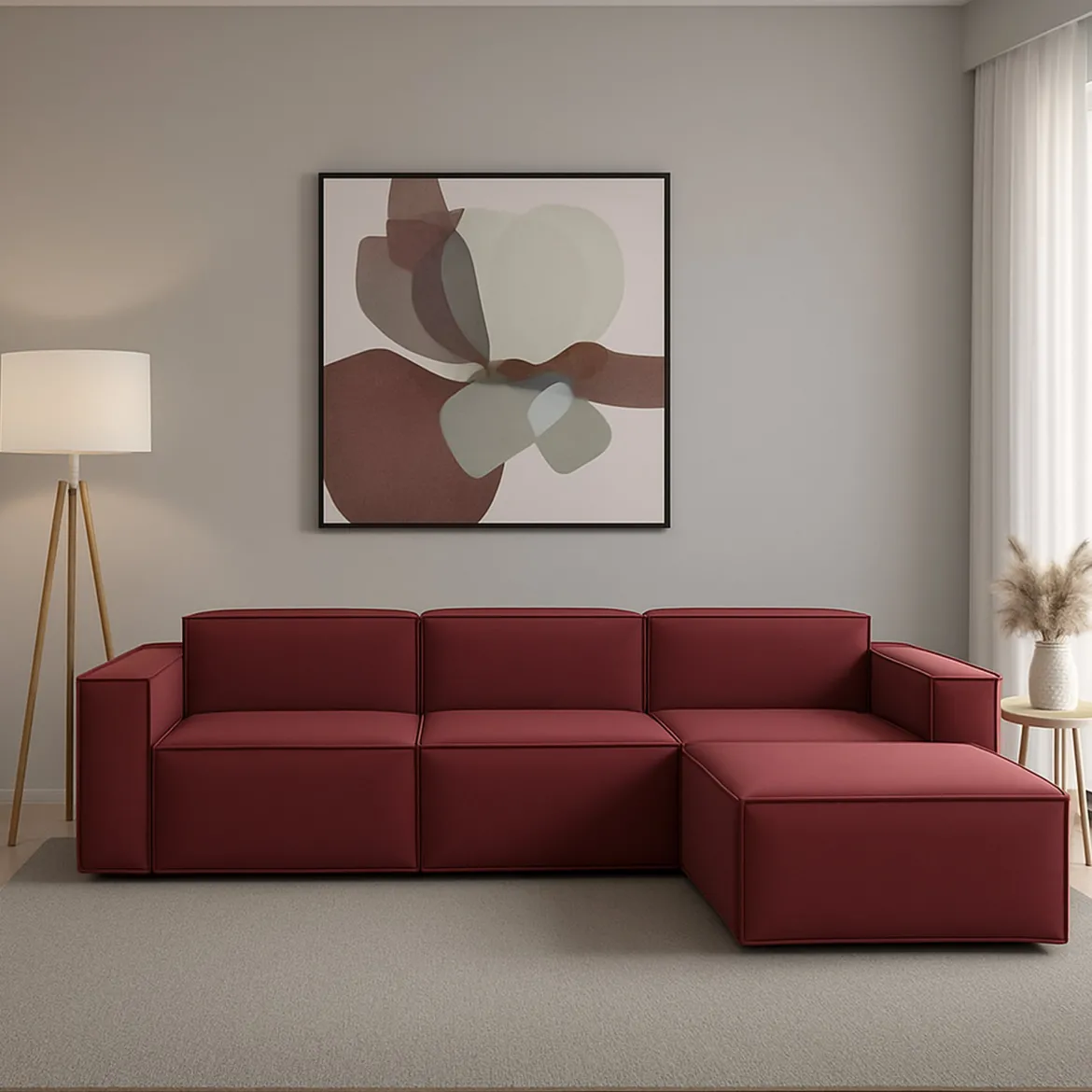 Divano modulare rosso 340x170x70h cm - Asvaldo
