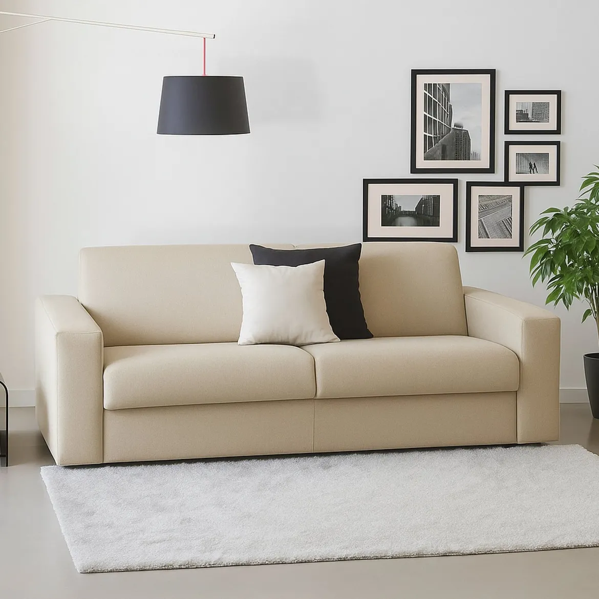 Divano morbido beige 180x95x90h cm - Cianite