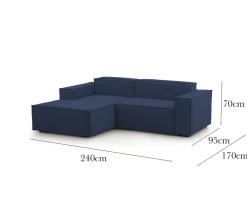 Divano 4 posti blu 240x170x70h cm - Assurte