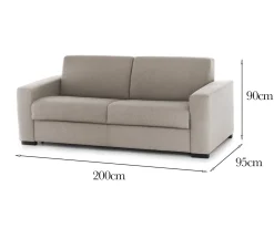 Divano 3 posti tortora 200x95x90h cm - Larimar