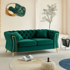 Divano 2 posti verde e oro 162x83x76h cm - Casio