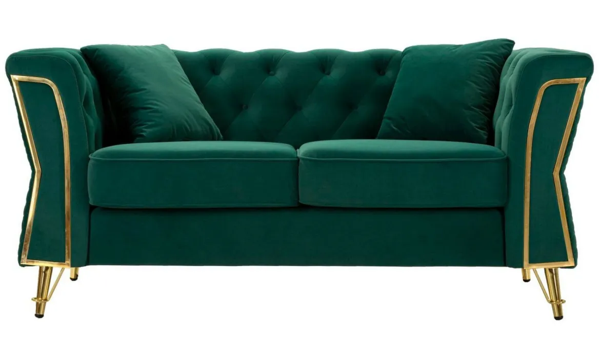 Divano 2 posti verde e oro 162x83x76h cm - Casio
