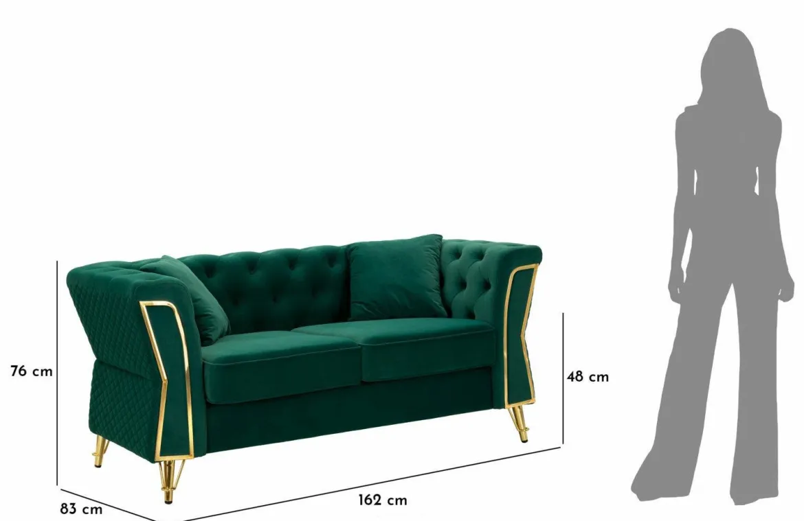 Divano 2 posti verde e oro 162x83x76h cm - Casio