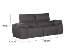 Divano sfoderabile antracite 190x100x100h cm - Assiria
