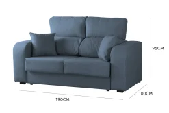 Divano sfoderabile azzurro 190x80x95h cm - Quarzo