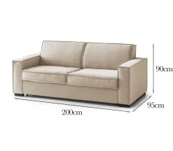 Divano sfoderabile beige 200x95x90h cm - Eletta
