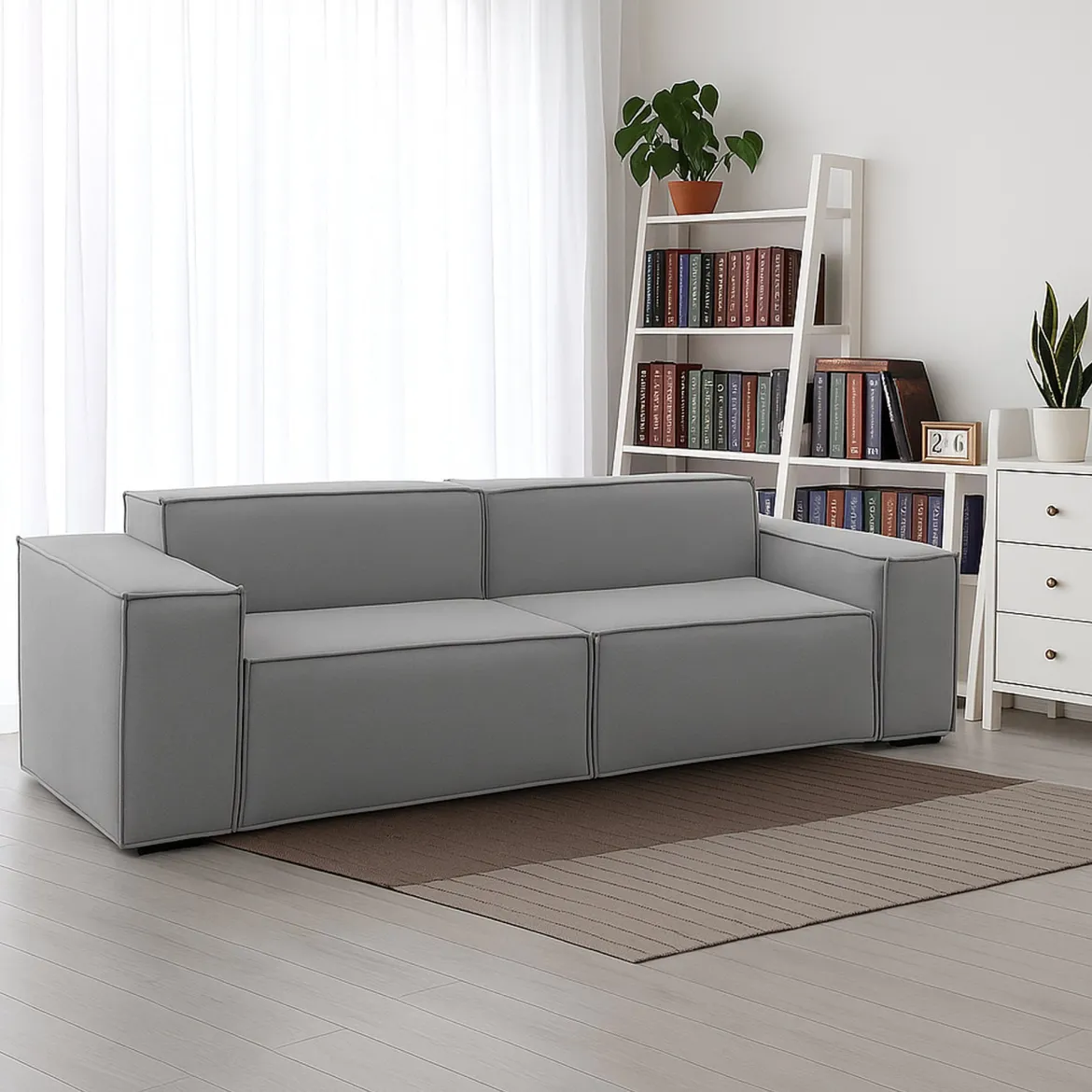 Divano sfoderabile grigio 220x95x70h cm - Lepidolite