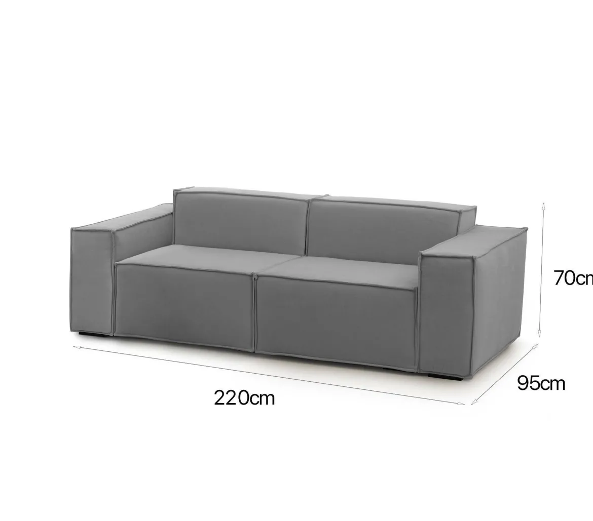 Divano sfoderabile grigio 220x95x70h cm - Lepidolite