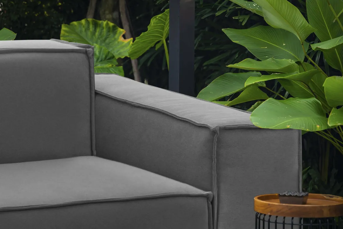 Divano sfoderabile grigio 220x95x70h cm - Lepidolite