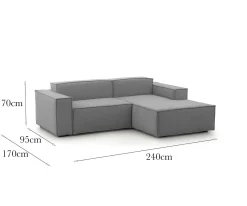Divano sfoderabile grigio 280x95x90h cm - Atos