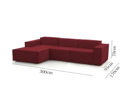 Divano sfoderabile rosso 300x170x70h cm - Alganibra