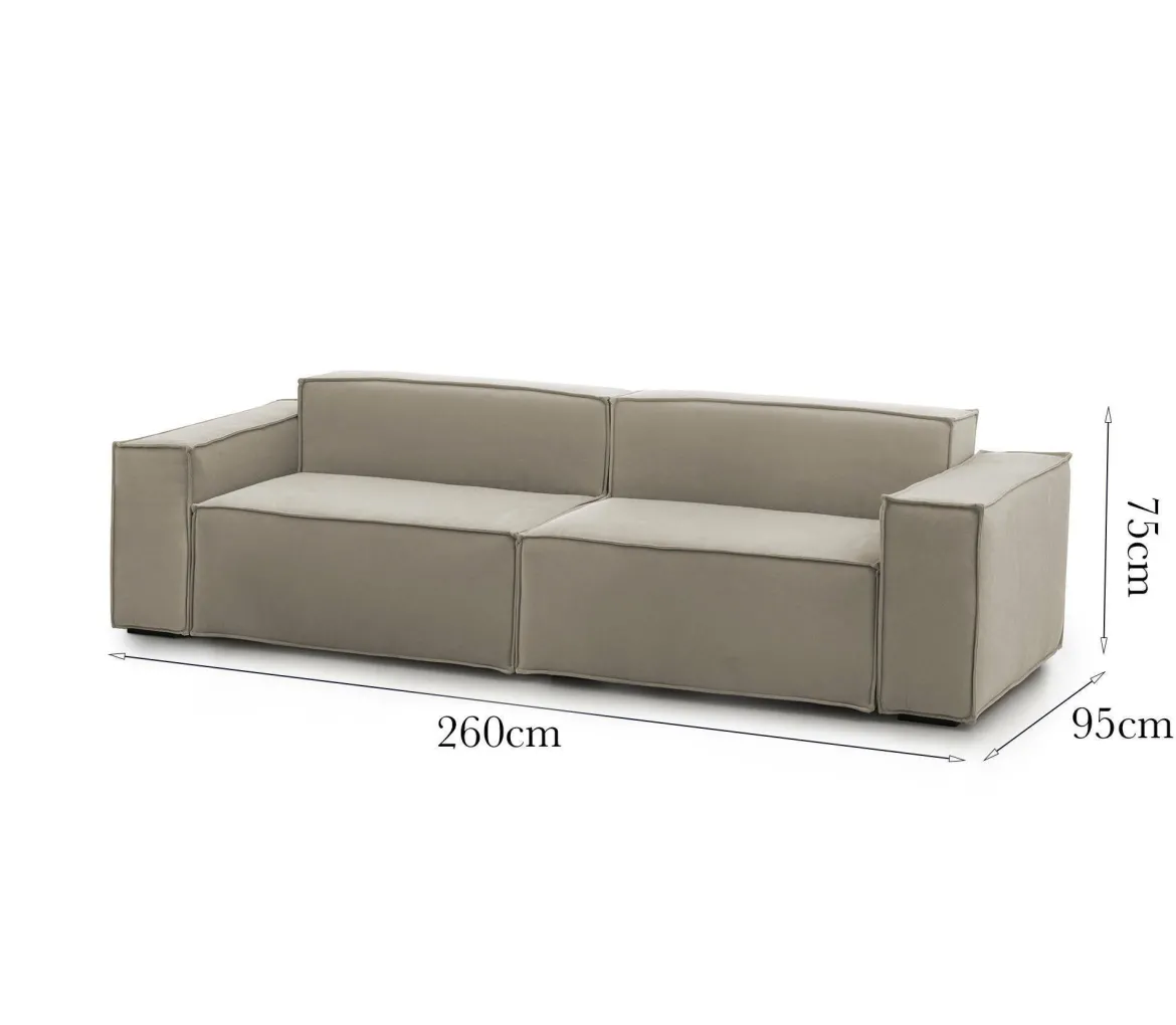 Divano sfoderabile tortora 260x95x85h cm - Aryaly