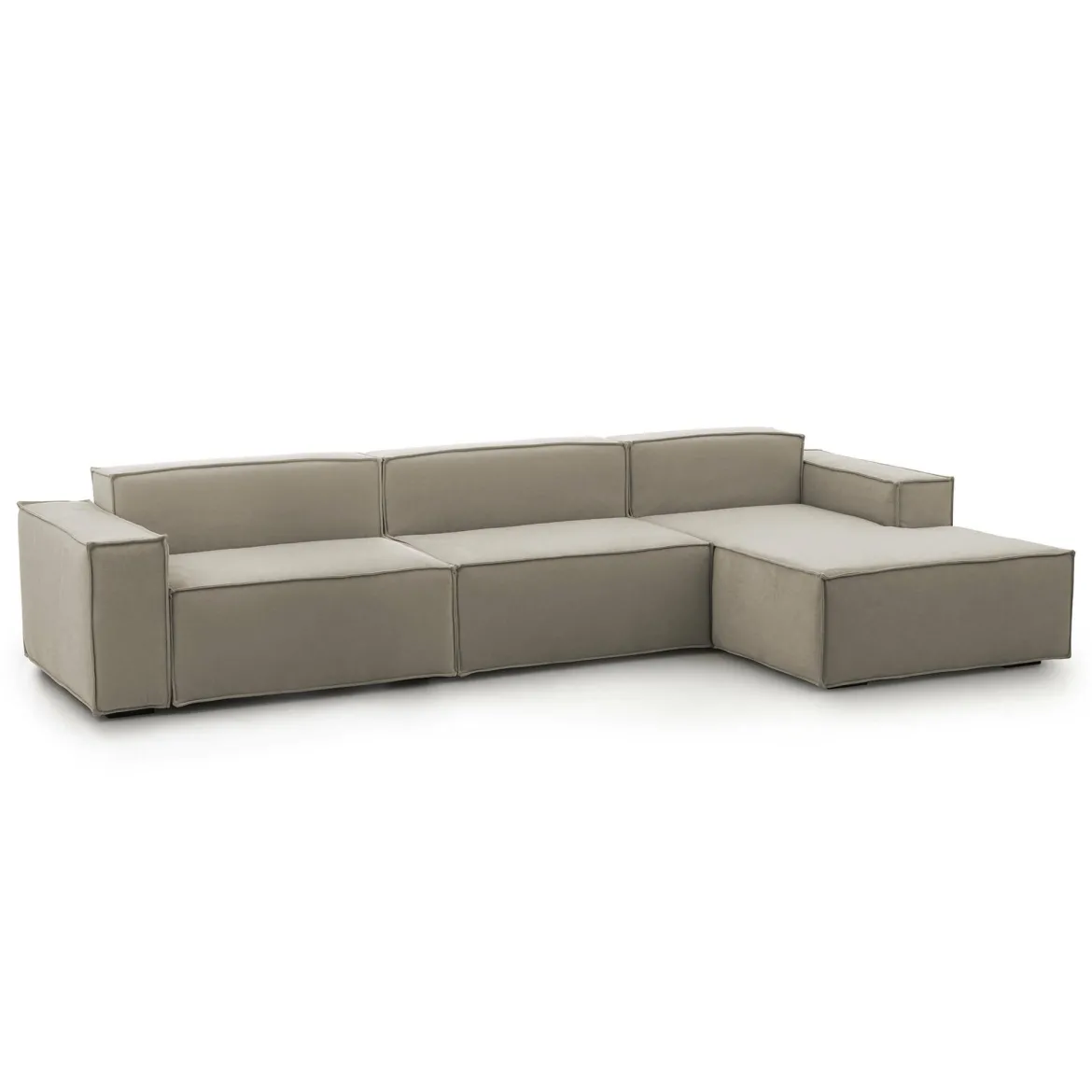 Divano sfoderabile tortora 340x170x70h cm - Asvaldo