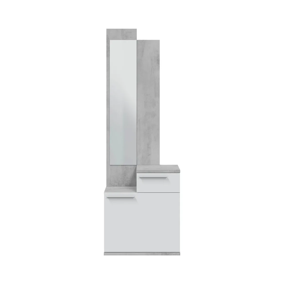 Entratina con scarpiera cemento e bianco lucido 61x185h cm - Azzurro