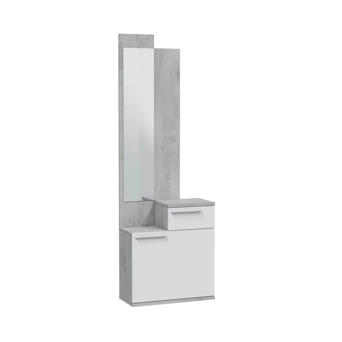 Entratina con scarpiera cemento e bianco lucido 61x185h cm - Azzurro