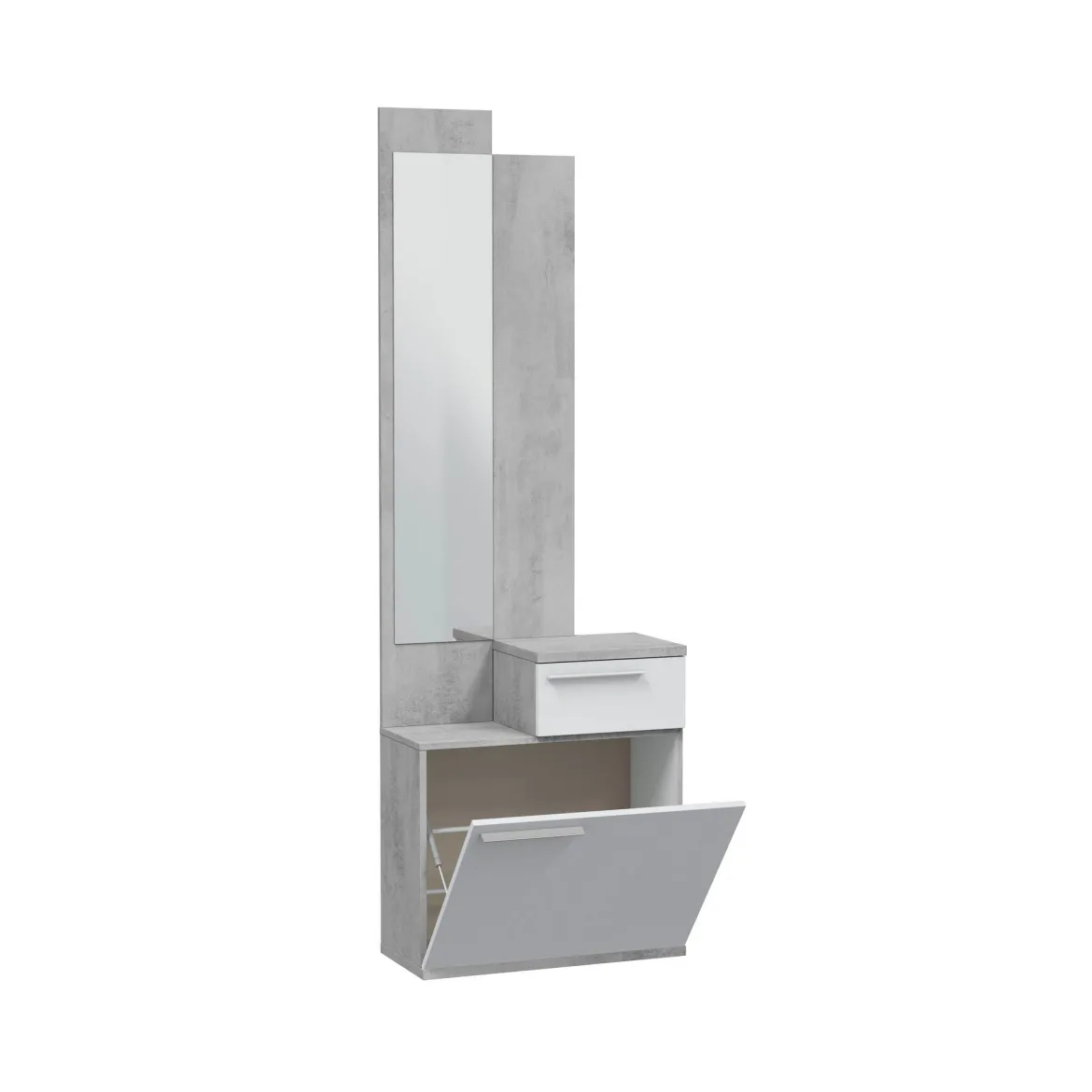 Entratina con scarpiera cemento e bianco lucido 61x185h cm - Azzurro