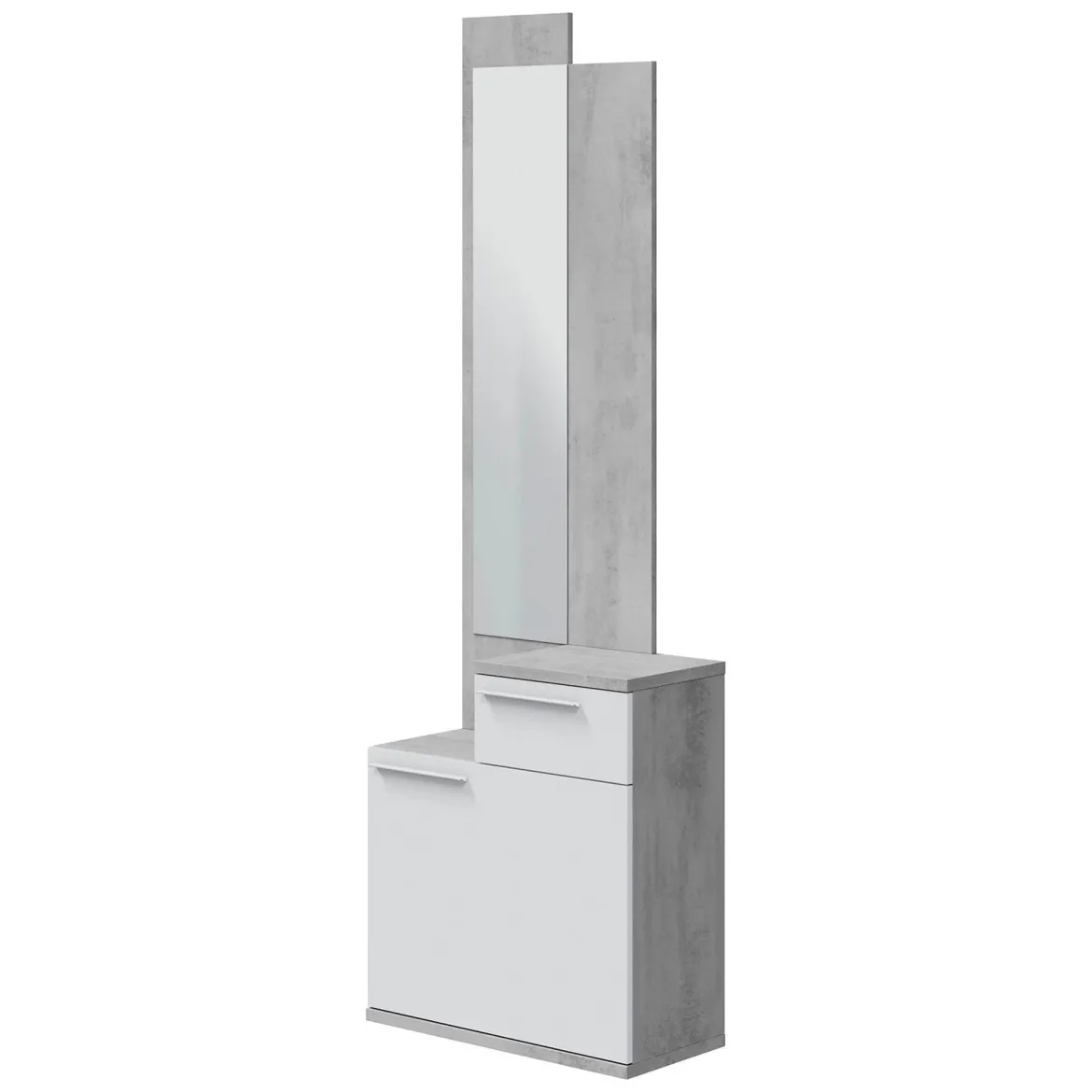 Entratina con scarpiera cemento e bianco lucido 61x185h cm - Azzurro