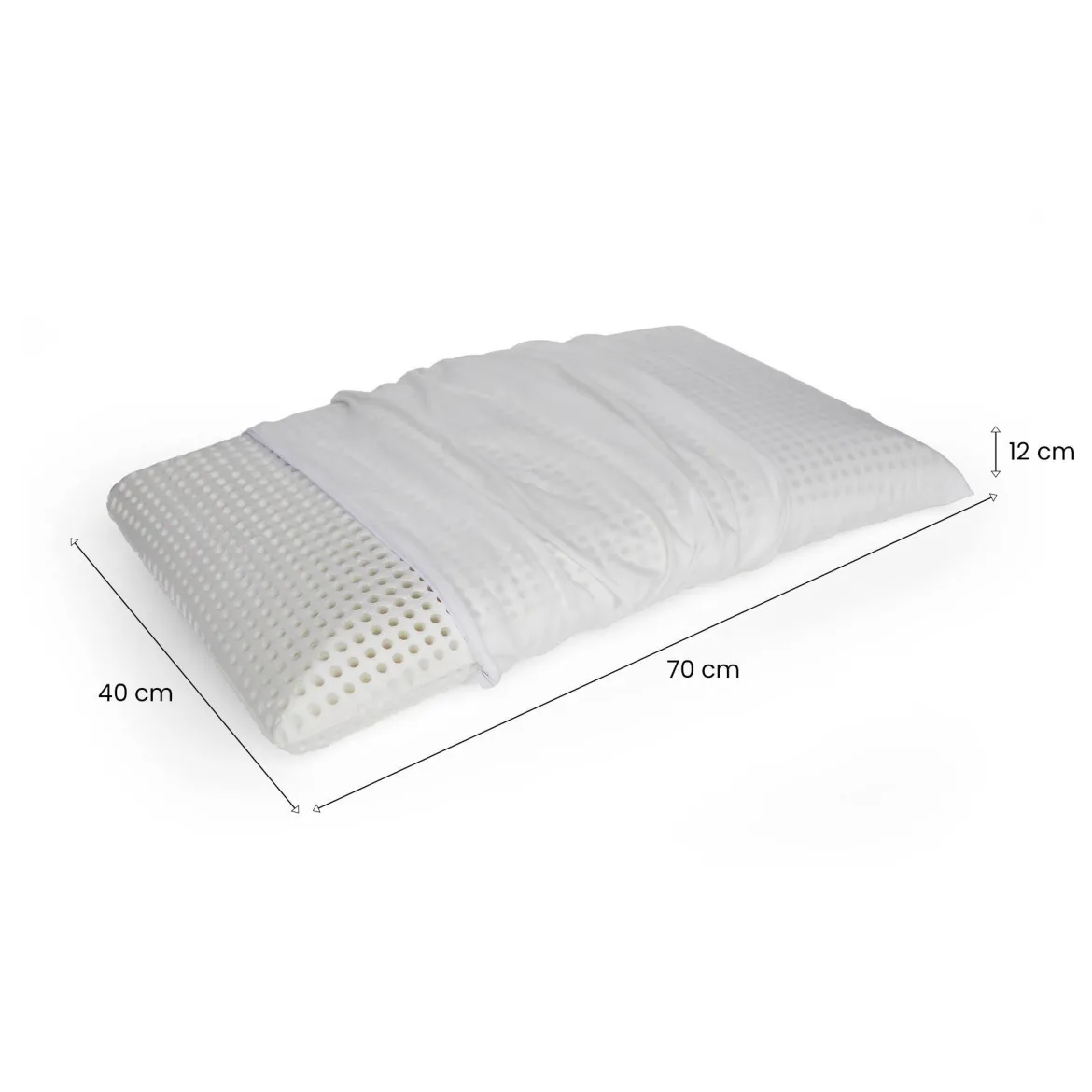 Guanciale Timo, Made in Italy, 70x40 h12 cm, Bianco