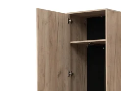 Guardaroba 1 Anta Marrone Rovere Grigio Nero Appendiabiti 4 Ripiani, 5 Vani - Palmoli