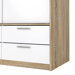Guardaroba 3 ante Anabelle, Mobile camera da letto, Cabina armadio portabiti, Armadio appendiabiti, 181x60 h200 cm, Quercia e Bianco