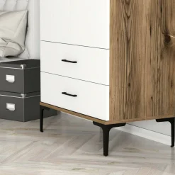 Guardaroba ante battenti noce e bianco 80x200h cm - Doriana