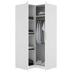 Guardaroba 2 Ante Bianco Appendiabiti 95x204h cm, 4 Ripiani - Luber