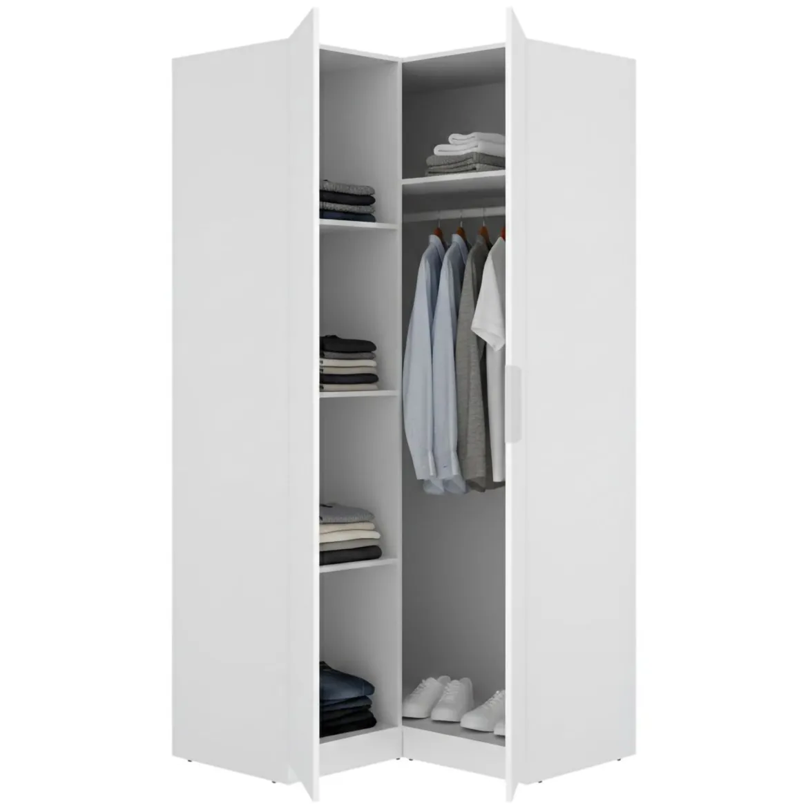 Guardaroba 2 Ante Bianco Appendiabiti Cassetti 51x204h cm, un Ripiano - Tulot