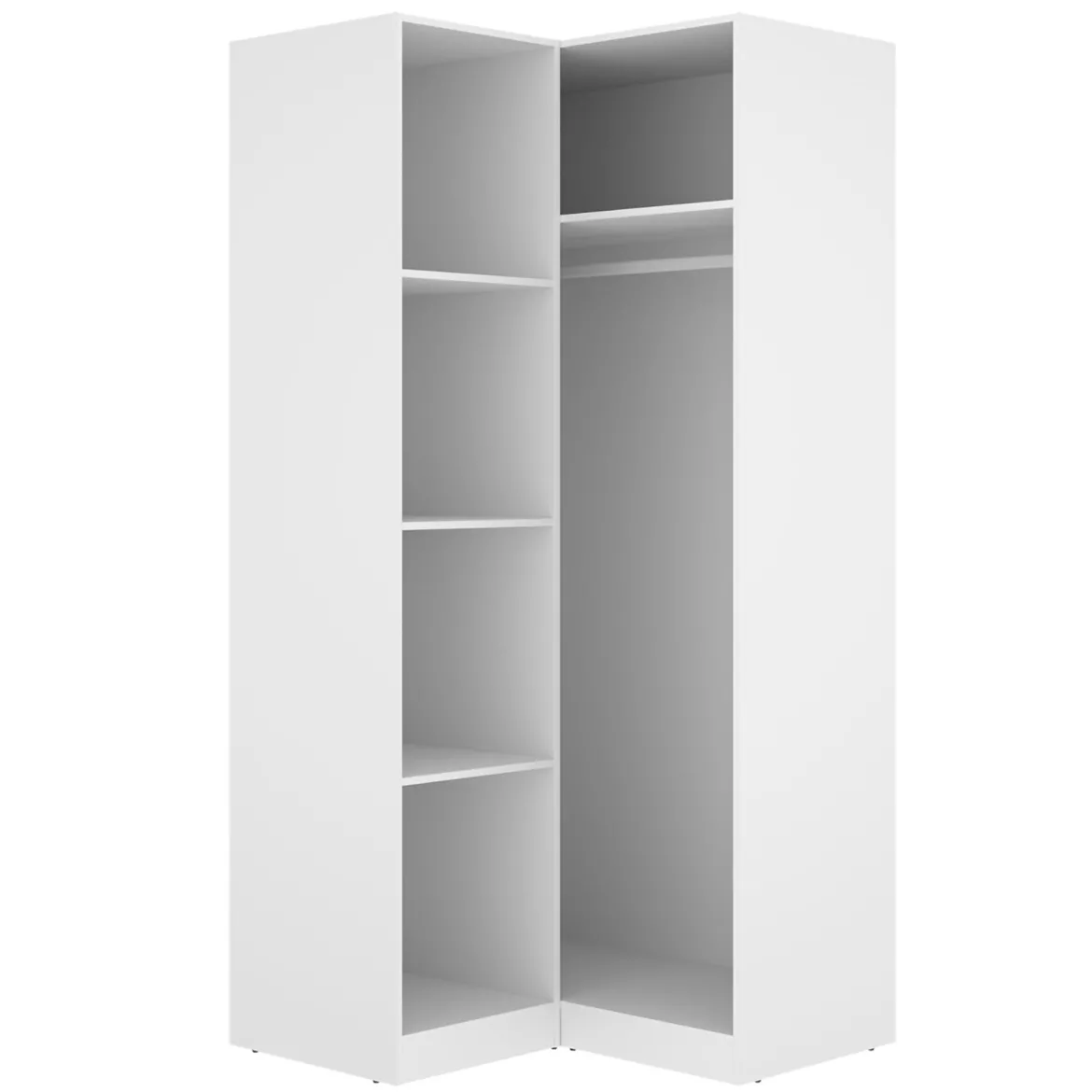Guardaroba 2 Ante Bianco Appendiabiti Cassetti 51x204h cm, un Ripiano - Tulot