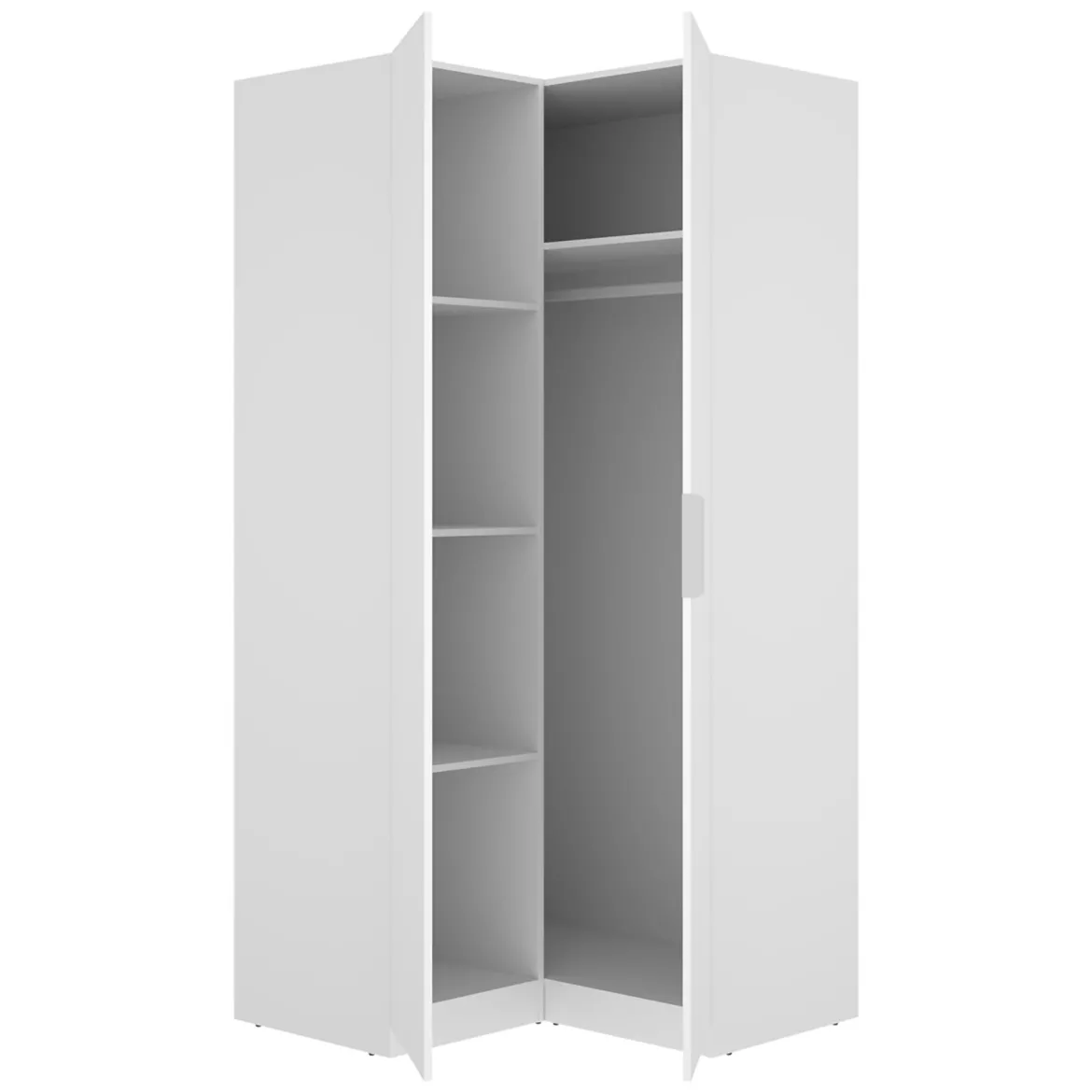 Guardaroba 2 Ante Bianco Appendiabiti Cassetti 51x204h cm, un Ripiano - Tulot