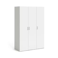 Guardaroba 3 Ante Bianco Appendiabiti 5 Ripiani 115x49 cm, Apertura Battente - Ruffano